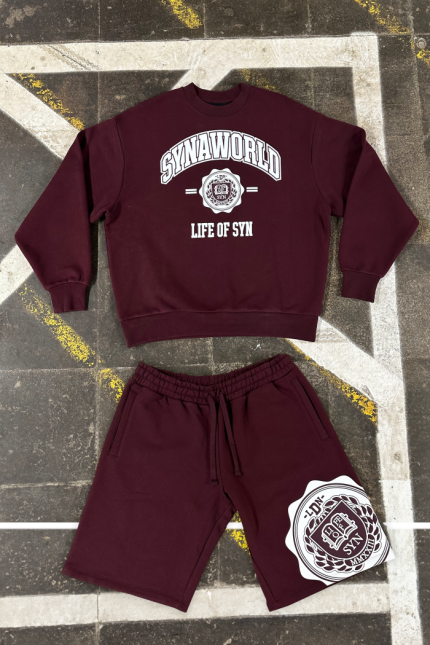 VARSITY CREW SHORT SET BURGUNDY